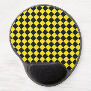 Yellow Black Checker Diamond Pattern Gel Mouse Pad