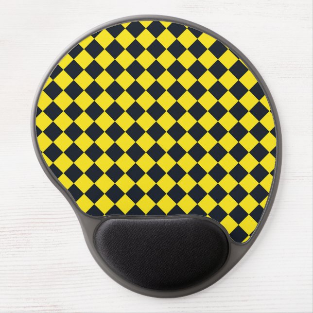 Yellow Black Checker Diamond Pattern  Gel Mouse Pad (Front)