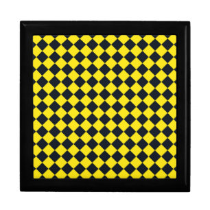 Yellow Black Checker Diamond Pattern Gift Box