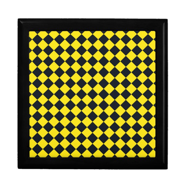 Yellow Black Checker Diamond Pattern Gift Box (Front)