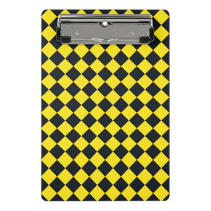 Yellow Black Checker Diamond Pattern Mini Clipboard