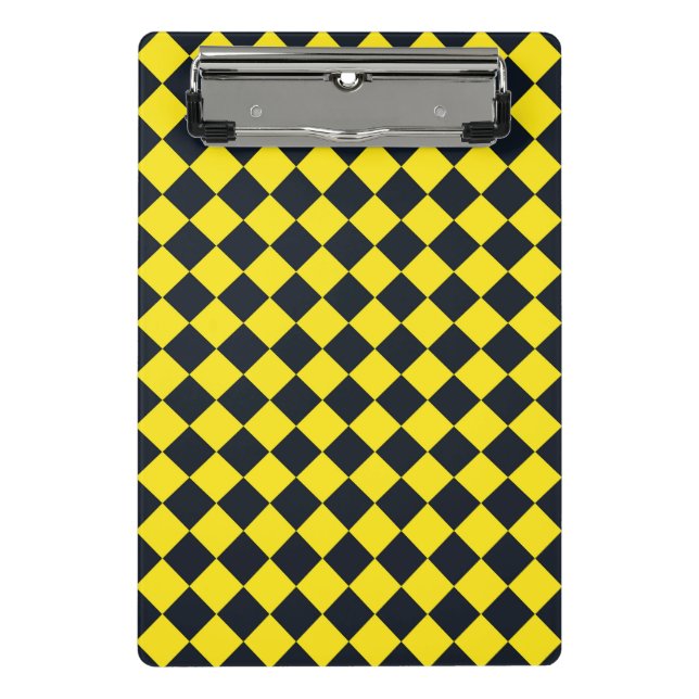 Yellow Black Checker Diamond Pattern  Mini Clipboard (Front)