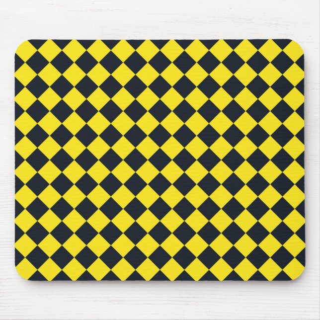 Yellow Black Checker Diamond Pattern  Mouse Pad (Front)