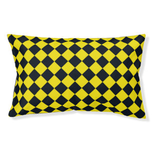 Yellow Black Checker Diamond Pattern Pet Bed