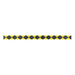 Yellow Black Checker Diamond Pattern Satin Ribbon