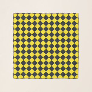 Yellow Black Checker Diamond Pattern Scarf