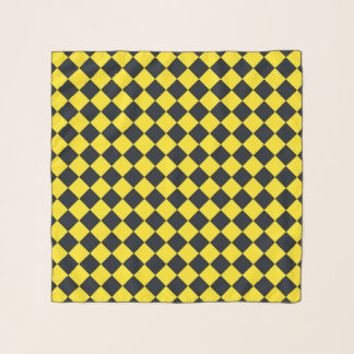 Yellow Black Checker Diamond Pattern Scarf