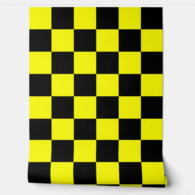 Yellow Black Checker Pattern Background Wallpaper (Unrolling)
