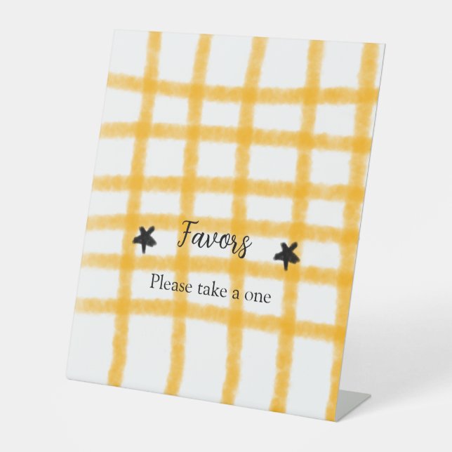 yellow black checkerboard add birthday date name  pedestal sign (Front)