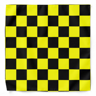 Yellow Black Checkered Check Pattern Bandana