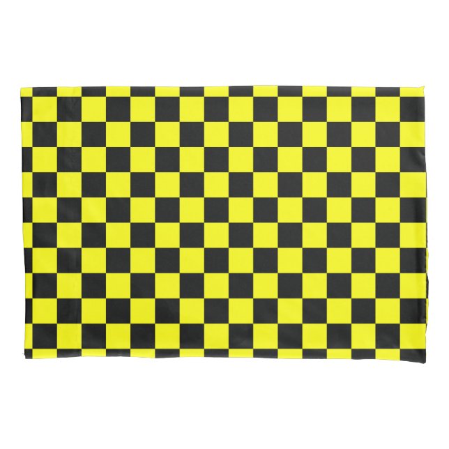 Yellow Black Checkered Check Pattern Pillow Case (Front)
