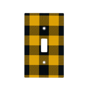Yellow & Black Checkered Squares Buffalo Plaid Light Switch Cover