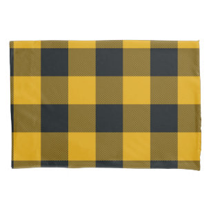 Yellow & Black Checkered Squares Buffalo Plaid Pillow Case