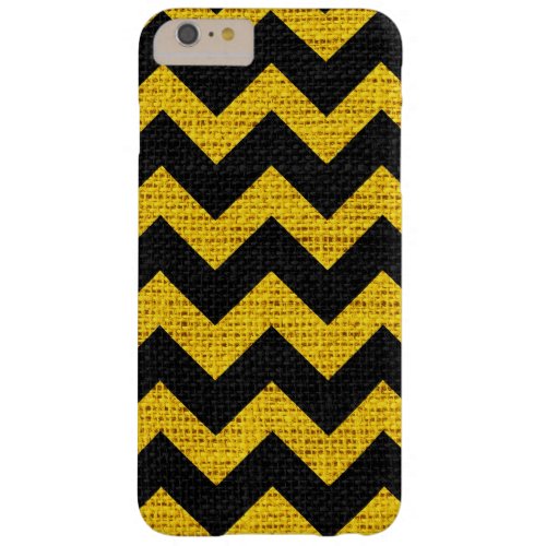 Yellow  Black Chevron Pattern Burlap Jute Barely There iPhone 6 Plus Case