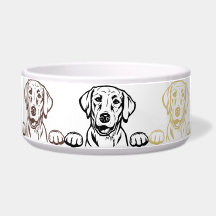 Yellow, Black, & Chocolate Lab Ceramic Dog Bowl