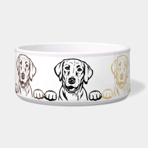 Yellow Black  Chocolate Lab Ceramic Dog Bowl