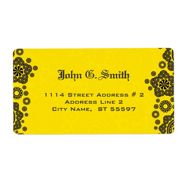 Yellow & Black Circle Pattern Design Label (Front)