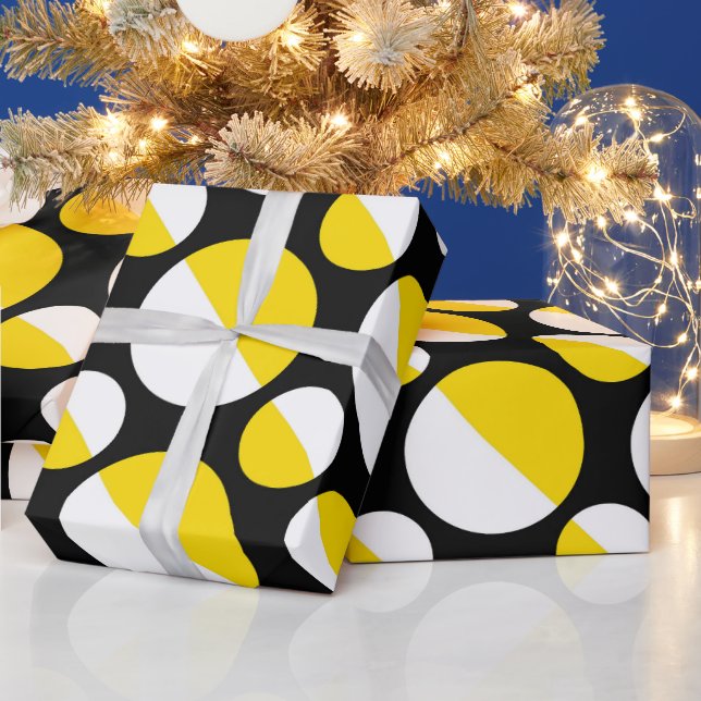 Yellow Black Circle Wrapping Paper (Holidays)