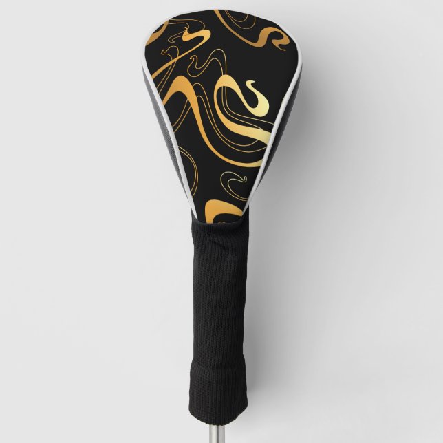 Yellow & Black Classic  Abstract Golf Head Cover (Front)