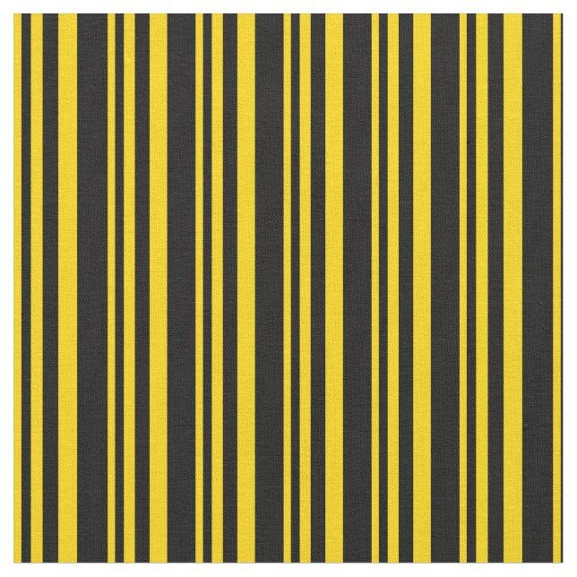 Yellow & Black Colored Stripes Fabric (Close Up)