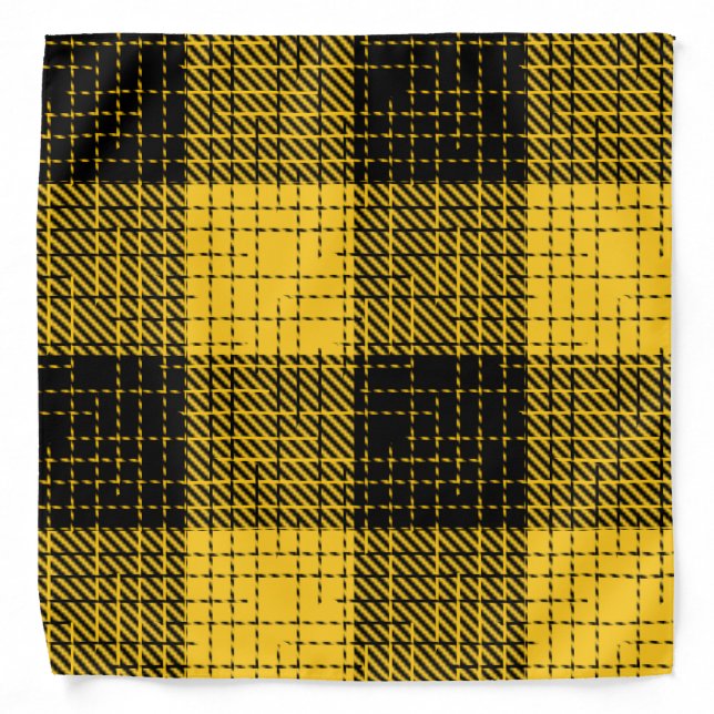  Yellow Black Crosshatch Buffalo Check Bandana (Front)