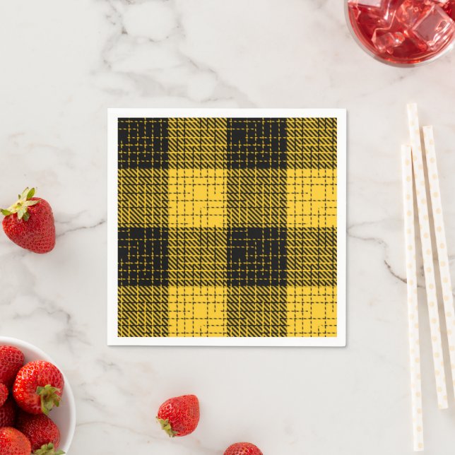  Yellow Black Crosshatch Buffalo Check Napkins (Insitu)