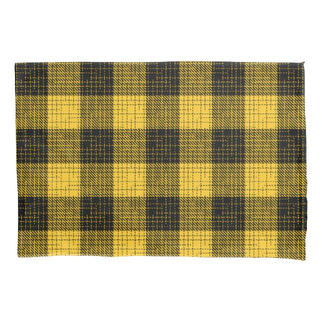  Yellow Black Crosshatch Buffalo Check Pillow Case (Front)