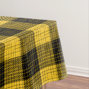 Yellow Black Crosshatch Buffalo Check Tablecloth