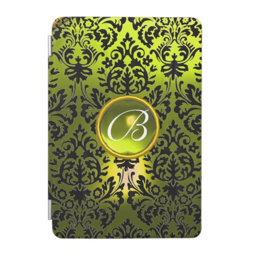 YELLOW BLACK DAMASK GEMSTONE  MONOGRAM  iPad MINI COVER