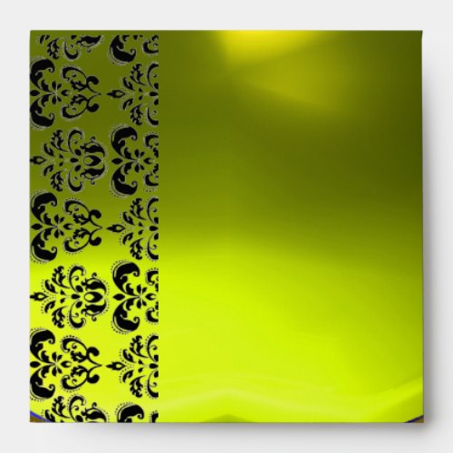 YELLOW BLACK DAMASK  Topaz Gold Envelope