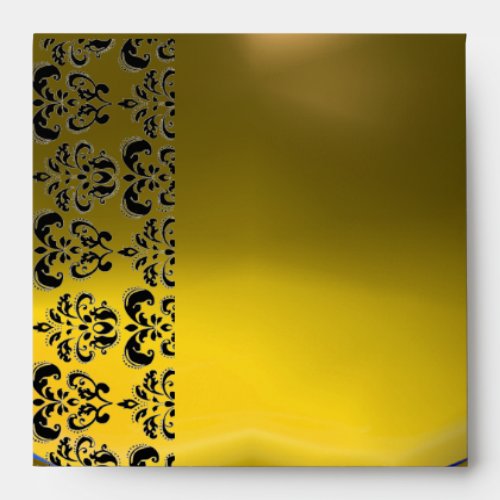 YELLOW BLACK DAMASK  Topaz Gold Envelope