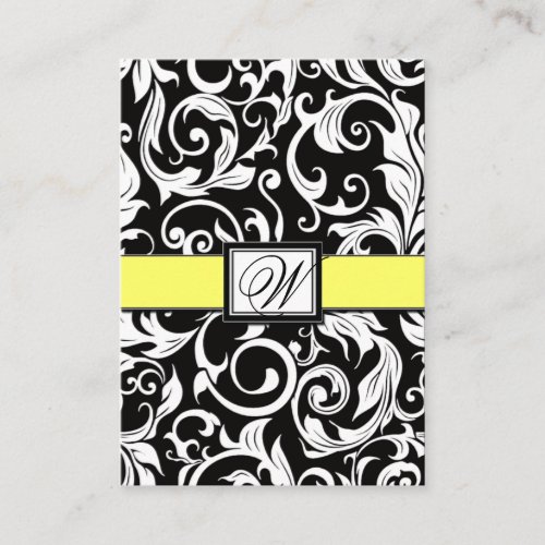 Yellow &amp; Black Damask Wedding Reception Cards Business Cards