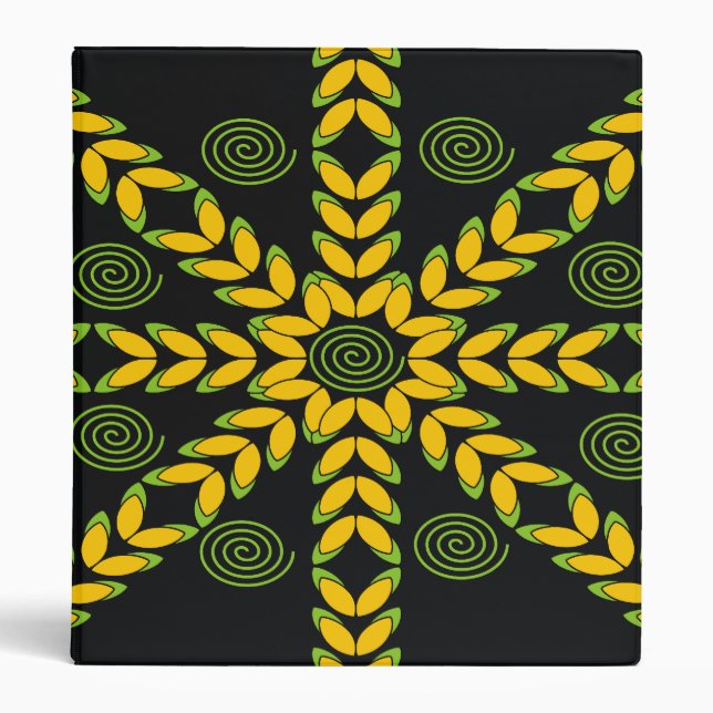 Yellow & Black Decorative Pattern Designer Binders (Front)