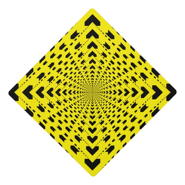 yellow black directions graduation cap topper (Front)