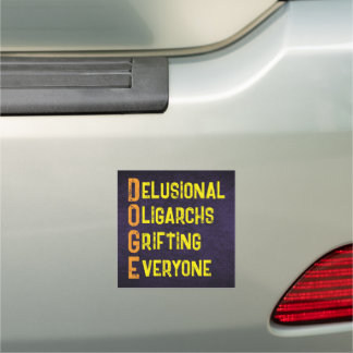 Yellow Black DOGE Oligarchy Acronym Car Magnet