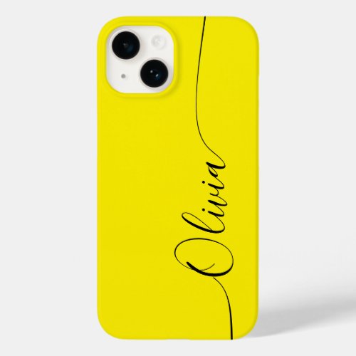 Yellow Black Elegant Calligraphy Script Name Case_Mate iPhone 14 Case