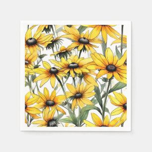 Yellow Black-Eyed Susan Floral Pattern Napkins