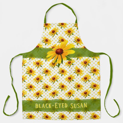 Yellow Black_eyed Susan Floral Photo Polka_Dots Apron