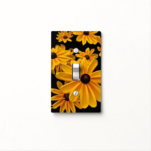 Yellow Black Eyed Susan Flower Light Switch Cover (In Situ)