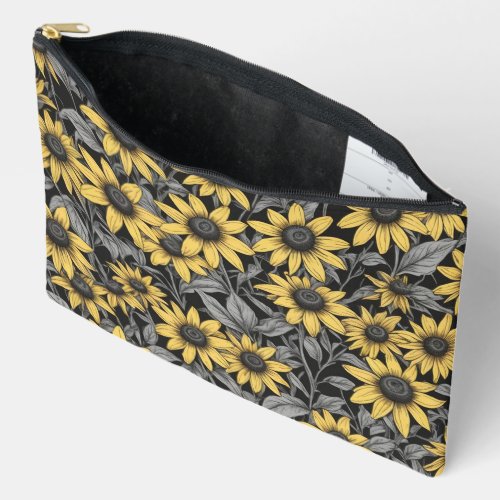 Yellow Black-Eyed Susan flower pattern Accessory Pouch