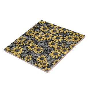 Yellow Black-Eyed Susan flower pattern Ceramic Tile