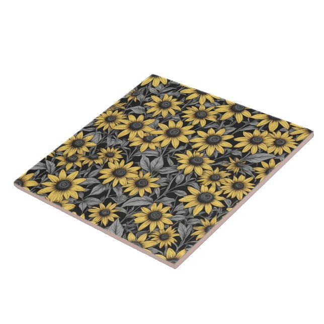 Yellow Black-Eyed Susan flower pattern Ceramic Tile (Side)