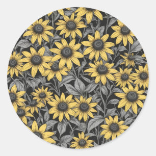 Yellow Black-Eyed Susan flower pattern Classic Round Sticker