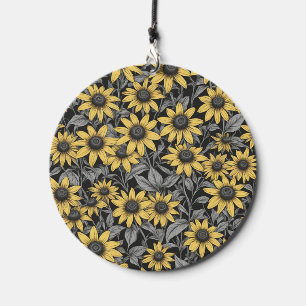Yellow Black-Eyed Susan flower pattern Wind Chime