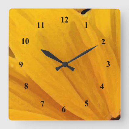 Yellow Black Eyed Susan Flowers Abstract Clock