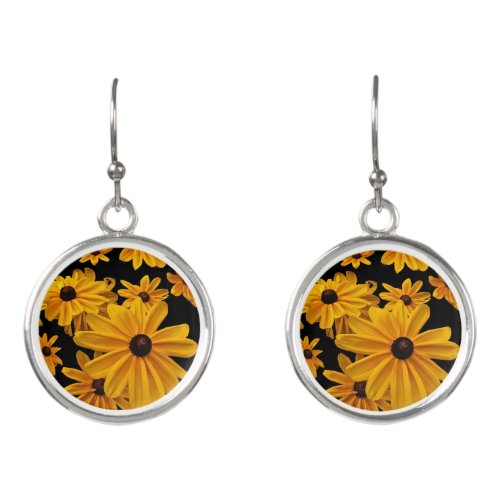 Yellow Black_Eyed Susan Flowers Drop Earrings