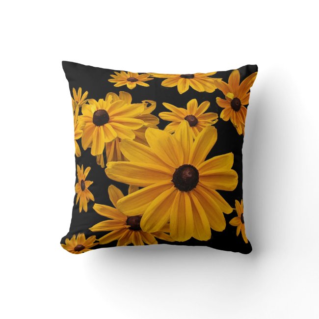 Yellow Black-eyed Susan Flowers Floral Pillow