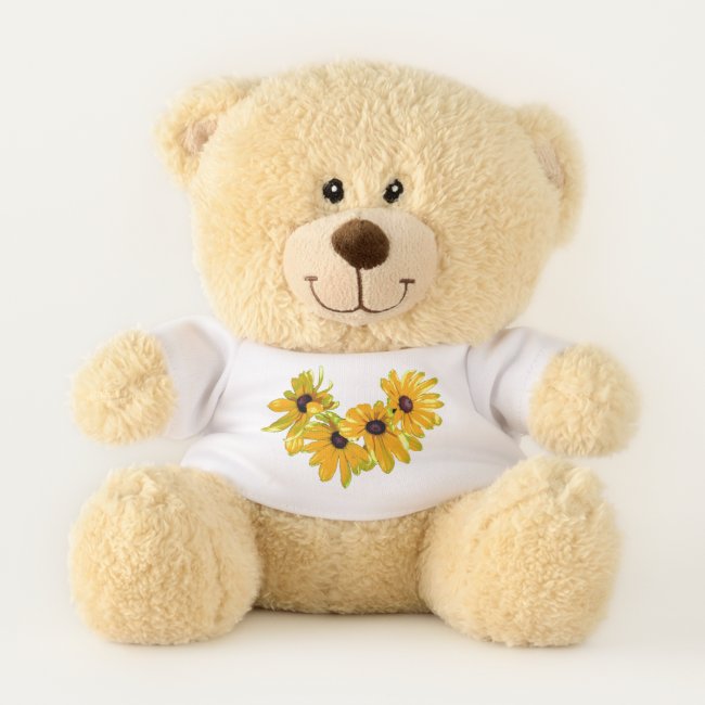 Yellow Black Eyed Susan Flowers Floral Teddy Bear