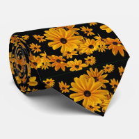 Yellow Black-eyed Susan Flowers Floral Tie