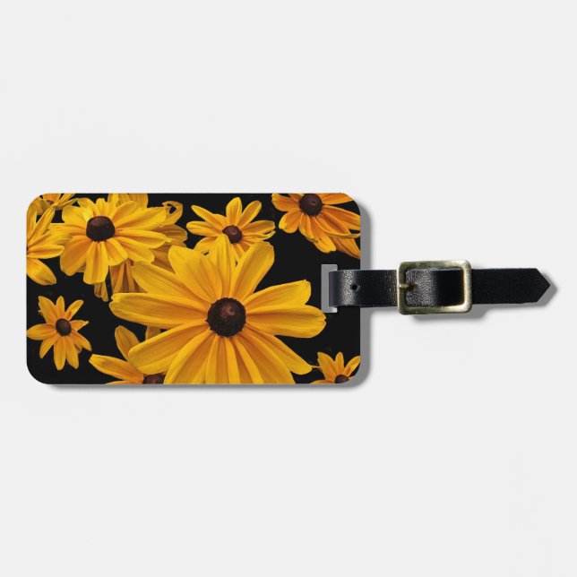Yellow Black Eyed Susan Flowers Luggage Tag (Front Horizontal)